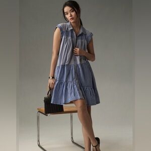 Pilcro Blue Gingham Sleeveless Tunic Dress